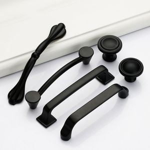 Zwart -Amerikaanse aluminium legering deurgrepen garderobe lade trek keukenkastknoppen voor meubels handvat hardware accessoires
