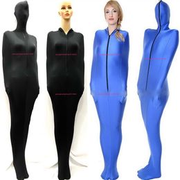 Zwart en Blauw Lycra Spandex Mummie Pak Kostuums Met interne Arm Mouwen Unisex Sexy Panty Body Bags Sleepsacks Catsuit Costume2968