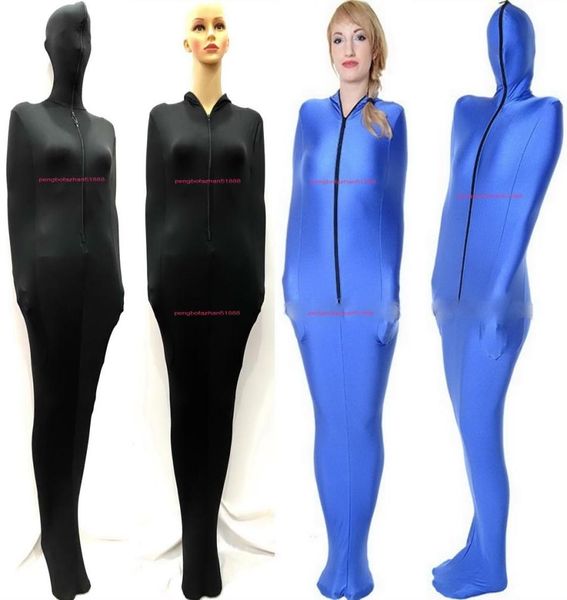 Trajes de traje de momia de lycra spandex negro y azul con mangas internas en los brazos Medias sexy unisex Bolsas para el cuerpo Sacos de dormir Disfraz de catsuit6756408