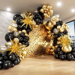 Zwarte en gouden ballonnen Garland Arch Kit met starburst folieballonnen voor bruiloft Verjaardag Family Party Decorations Supplies 240520
