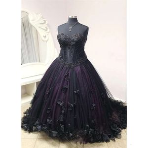 Black and Prom Masquad Gothic Purpl DRSSS 3D Floral Appliqud Badd 2022 Womb