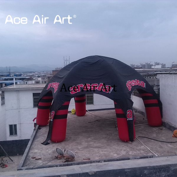 Tente araignée gonflable noire et rouge personnalisée, livrée avec souffleur d'air, tente automatique à 5 pieds, fabriquée en chine