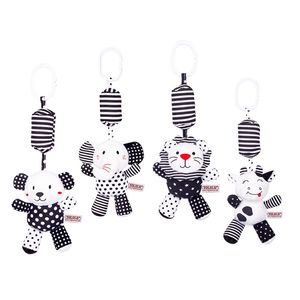 Noir et Blanc Animaux Bébé Lit Cloche Sécurité Siège En Peluche Jouet Mobile Bébé Lit Carillons Hochets Cloche Poussette Accrocher Voiture Suspendus 220531