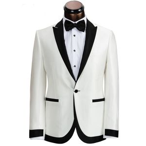 Trajes de hombre de fiesta de negocios en blanco y negro 2019 estilo clásico de dos piezas de un botón para novio de boda esmoquin chaqueta pantalones chaleco