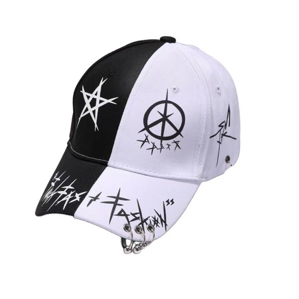 Casquette de baseball de personnalité bloc de couleur noir et blanc, chapeau à bouche de canard, mode hip hop pour hommes et femmes, chapeau en langue de canard