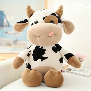 Vache noire et blanche poupée Hobby veau en peluche vache mascotte poupée tissu poupée oreiller cadeau d'anniversaire en gros