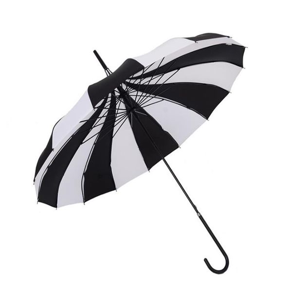 Livraison gratuite noir et blanc Design princesse Royal parasol dame pagode parapluies à long manche cadeau de noël