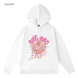 Zwart-wit ontwerper hoodie damesmode kleden honkbal trui hoge kwaliteit schuimprint spinnenweb grafische roze sweatshirts Y2K truien Spide