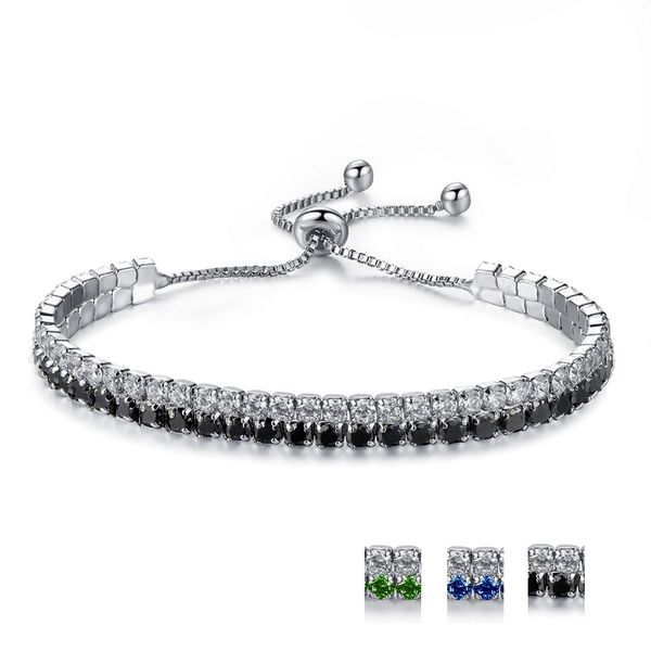 Pulsera de diamantes en blanco y negro Pulseras de tenis de diamantes para mujeres Regalo de joyería de lujo Brazaletes de cadena de eslabones de circón de moda Pulsera de diamantes sueltos de cristal de dos colores