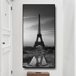 Pósteres e impresiones escandinavos con paisaje de la Torre Eiffel de París en blanco y negro, lienzo de paisaje urbano, cuadro artístico de pared para sala de estar
