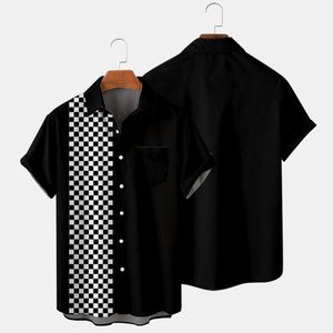 Camisa creativa de alta calidad en blanco y negro Harajuku Camisa de gran tamaño europea y americana 240327