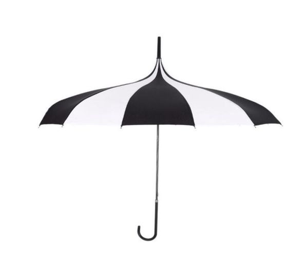 Parapluie de pluie noir et blanc pour femmes, grand, Long manche, gothique, classique, coupe-vent, tour, Style pagode, livraison rapide 6236357