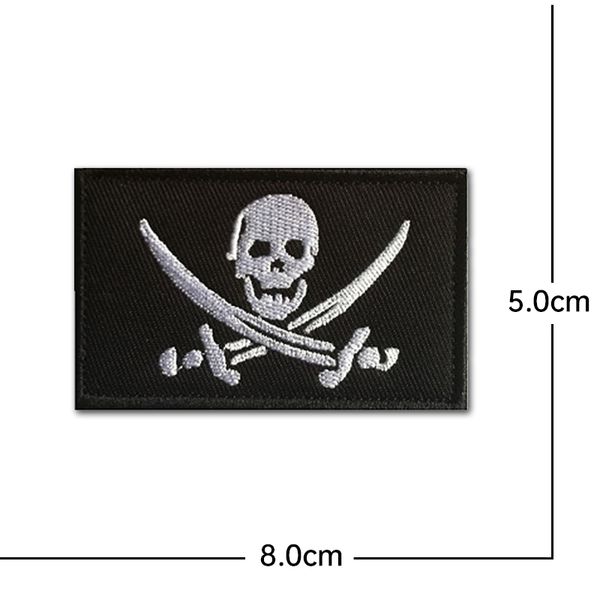 Black and White Skull Pattern brodery Patch Hook Loop Morale Chapitre Personnalité Personnalité créative Badge brassard DIY Sac à dos Sticker