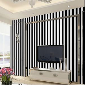 Zwart en wit gestreepte waterdichte behang zelfklevende muurstickers slaapkamer woonkamer achtergrond muurpapier PVC43 201009