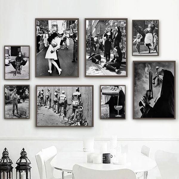 Black and White Vintage Photography Affiches et imprimés Toile Peinture rétro War est sur le salon Wall Art Room Decoration Home