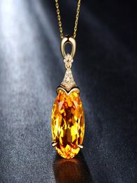 Black Angel Luxury Mermaid 18K Gold Citrine Collier pendentif en pierre précieuse pour femmes bijoux de mode Cadeau de Noël 2207224072673