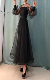 Black Ankle Longue Bijou à manches longues Robes de bal Vestidos de Festa en stock s Highend Occasion Dress4094990