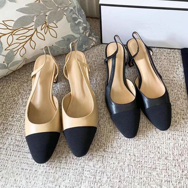 Noir abricot Baotou cuir gladiateur femmes sandales Beige chaussures de bureau d'été talons hauts sangle arrière pompe chaussures décontractées femme chaussures de luxe