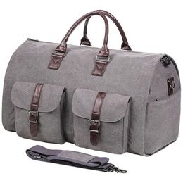 Zwarte tasorganisator heren weekendtas met groot handvat Reistas Dames canvas Waterdichte oversized PU lederen kledingtas Handbagage grote weekendtas