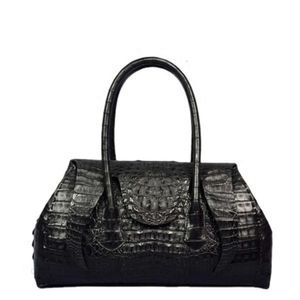 Zwarte tassen krokodillen tote dames exotische huid schouder schouder luxe lederen dame handtas merknaam portemonnee op maat gemaakt