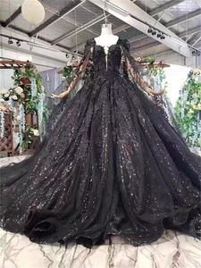 Robe de mariée noire en dentelle, tenue de bal, Vintage, portant un châle à longue queue, Galaxy, poids manuel HS3108