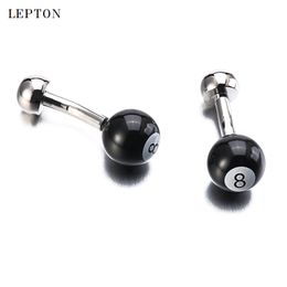 Boule noire du numéro 8 boutons de manchette pour hommes Lepton billard Sport boule noire ronde 8 conception hommes chemise manchettes boutons de manchette