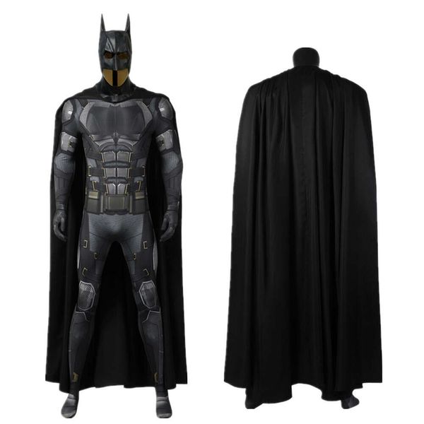 Costume de Cosplay chauve-souris noire Bruce, combinaison avec impression numérique 3d, body Zentai en Spandex, cape, couvre-chef pour homme