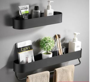 Estante de baño negro sin taladro, estantes de pared de 30/40/50 cm, cesta de ducha, estante de almacenamiento, toallero, accesorios de baño 240131