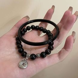 Bracelet en perles noires avec boucle sûre pour femmes Zen et de style ethnique Bracelets de couple de haute qualité les meilleurs amis