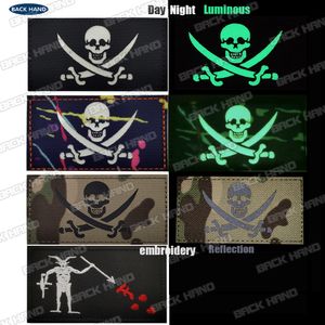 Parche de bandera pirata de barba negra Edward enseñe IR infrarrojo parche militar reflectante Táctico Navy Seal equipo Trident Patches Trident