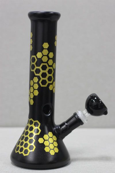 Black Bee Beaker Bong Hookahs Vidrio Reciclador de agua Tubo Pesado Grueso Grandes Luminosos Hookahs Conjunto de panal Fumar Bongs Vortex Bubbler