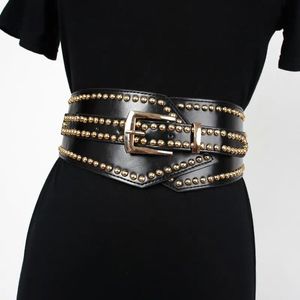 Ceinture noire ceinture élastique large marque célèbre femmes concepteur de luxe Rivet Hepburn 240309