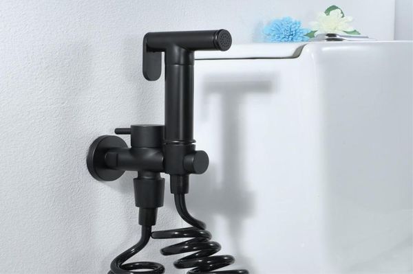 Robinets de bidet noirs, robinet de pulvérisation de toilette, pulvérisateur de douche, WC, tuyau télescopique de téléphone de 15m, robinets de bidet de salle de bains en laiton muraux 2120314