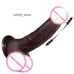 Zwarte grote penis 9,5 inch dildo's voor vrouwen die dildo vibrator realistisch trillende lul sex speelgoed met sterke zuignap stoten