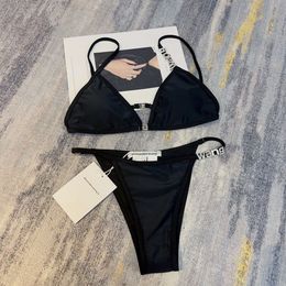 Conjunto de Bikinis negros, traje de baño para mujer, trajes de baño de playa, Bikinis de verano de lujo sexis de dos piezas