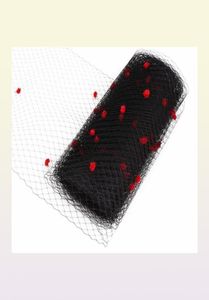 Black Birdcage Red Dots Veils para mujeres Millinery Mesh Velo de velo Nettings Material Fascinador Fascinador Accesorios para el cabello 10y4621303