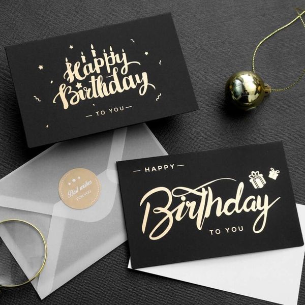 Invitaciones de bronce de cumpleaños negros tarjetas postales de bendición tarjetas de mensaje de bendición