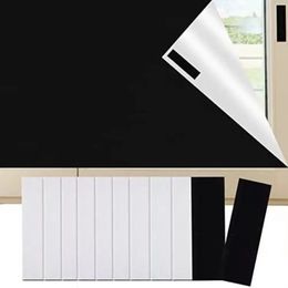 Black Blackout Blind Curtain Nonperforated Thermal Insulated Shade Portable Adhesive Sticker Curtains Living Room 240430