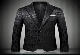 Black Blazer Men Patrón de cocodrilo Jacket de traje de boda Slim Fit Climes con estilo para los diseños de Blazers Singer Mens 90065075578