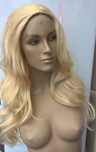 Zwarte blonde krullend golvend 3/4 menselijk haar halve pruiken maagdelijke Braziliaanse menselijke haar machine gemaakt kant pruiken voor vrouwen kleuren