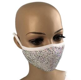 zwart blauw stofdicht gezicht masker bling bling diamant beschermend masker PM2.5 mond maskers wasbaar herbruikbare vrouwen kleurrijke steentjes gezichtsmasker