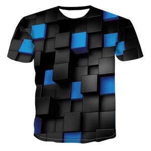 Carrés bleus noirs choses étranges 3D imprimé t-shirts drôles décontracté été t-shirt hommes/femmes hauts t-shirts marque vêtements surdimensionnés 220624