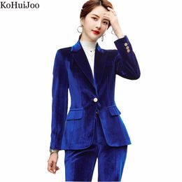 Blazer en velours bleu noir pour femmes, veste de costume d'affaires à manches longues, manteau formel à Double boutonnage, grande taille, printemps-automne 2024 240127