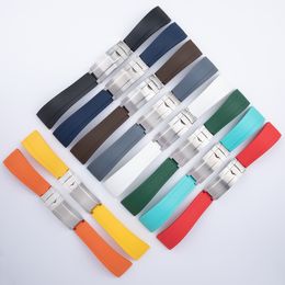 Zwart Blauw Wit Oranje kortste 20mm siliconen Rubber Horlogeband horlogeband Voor Rolband GMT OYSTERFLEX Armband gratis tool