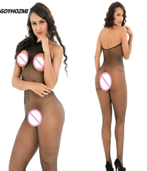 Corps noir correspondant à lingerie sexy ouverte entre crochets Corps Net Vêtements Femmes Full Body Stockings Teddy Sexy Hose Costumes intime5659354