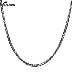 Chaîne de boîte noire 3mm, collier tendance pour hommes, haute qualité, bijoux pour garçons, alliage d'aluminium entier, 3 tailles, N204G1263M