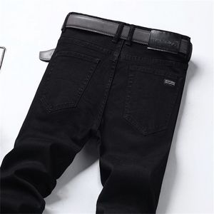 Zwart merksterkte speet jeans lente zomerbedrijf casual los rechte denim broek mannelijke herfst slanke broek 220813