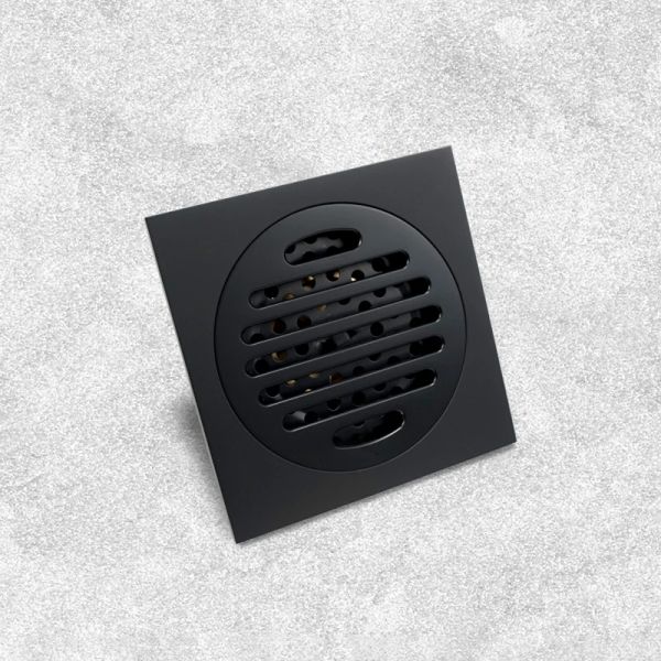 Laiton noir 10 x 10 cm de douche de douche drain de plage de lavage de salle de bain invisible couverture de vidange carré les déchets de sol drain du sol