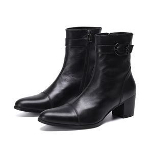 Bottes de cow-boy de peau de peau de peau noir Boots Chelsea Fashion Chaussures Haute Qualité Chaussures pour hommes Chaussures à fermeture éclair