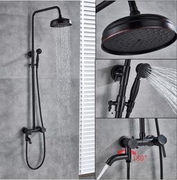 Ensemble de douche à effet pluie en Bronze noir, bec pivotant à poignée unique, mitigeur de bain-douche, robinet de douche à main en laiton réglable en hauteur5804667